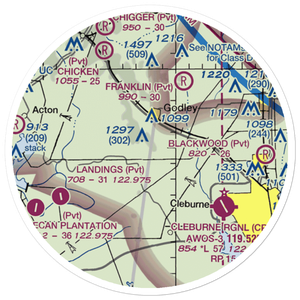 Coppenger Farm Airport (TX95) VFR Sectional Sticker (20 mile)