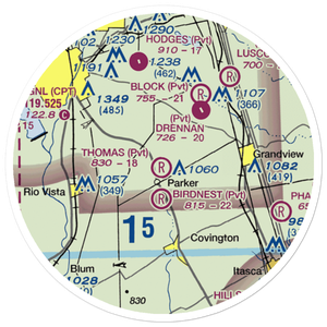 Thomas Flying Field (TX74) VFR Sectional Sticker (20 mile)