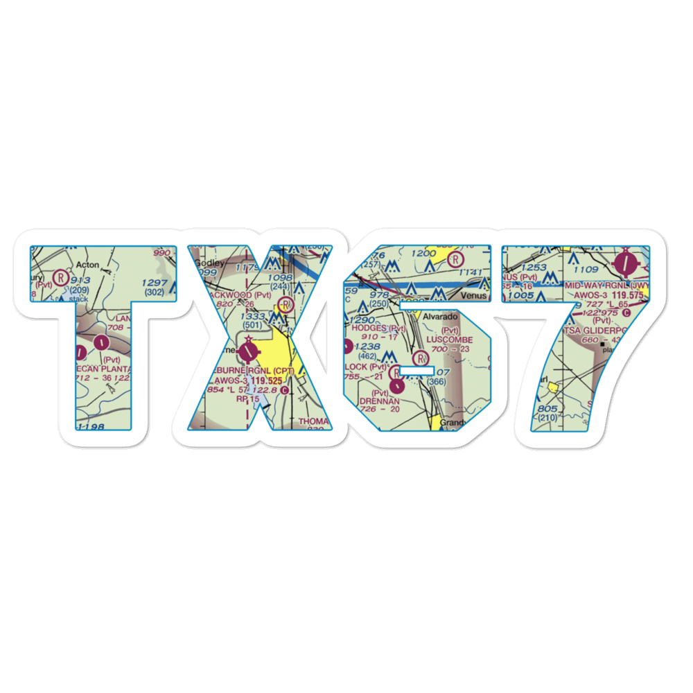 Hodges Air Field (TX67) VFR Sectional Sticker 