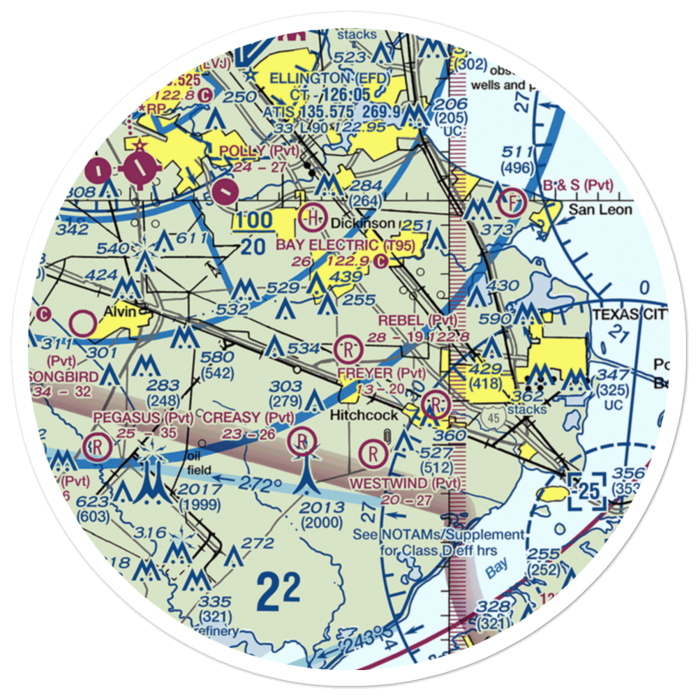 Rebel Field (TX66) VFR Sectional Sticker (30 mile) 