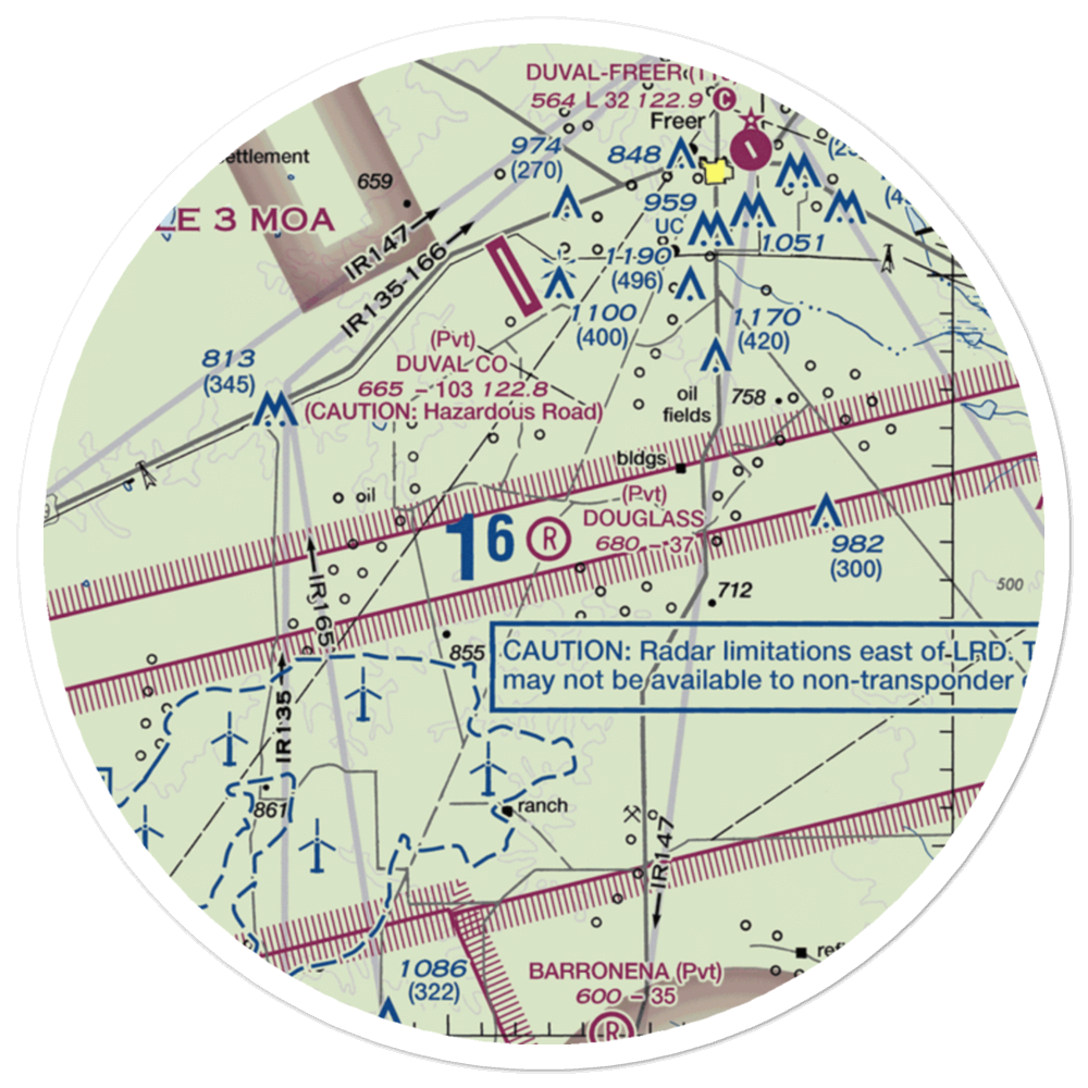 Douglass Ranch Airport (TX56) VFR Sectional Sticker (30 mile) 