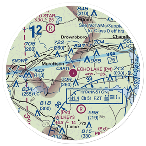 Echo Lake Airport (TX40) VFR Sectional Sticker (20 mile)