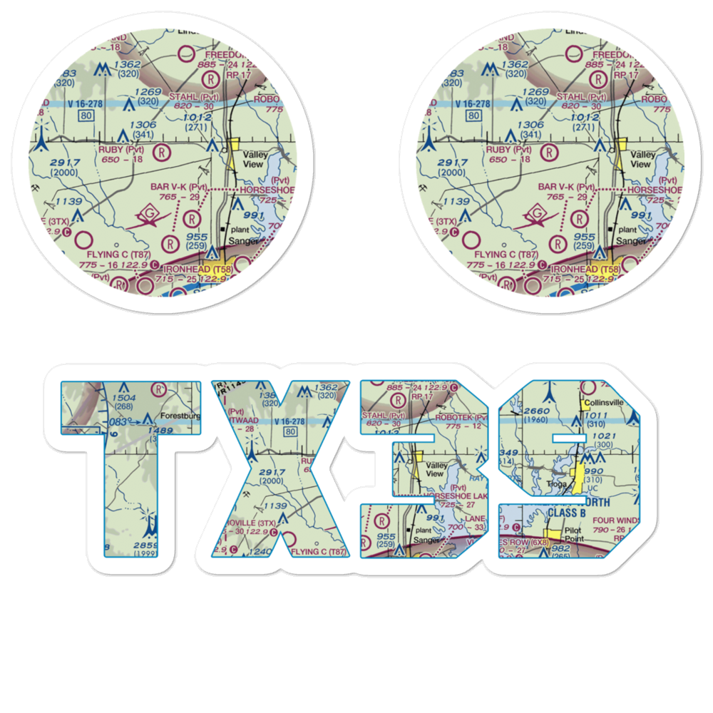 Ruby Field (TX39) VFR Sectional Sticker Pack 