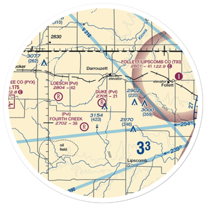 Duke Ranch Airport (TX38) VFR Sectional Sticker (30 mile)