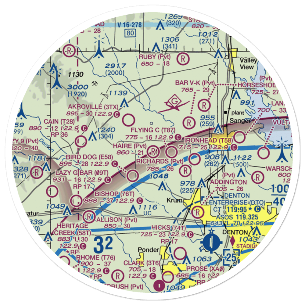 Haire Airport (TX33) VFR Sectional Sticker (30 mile) 