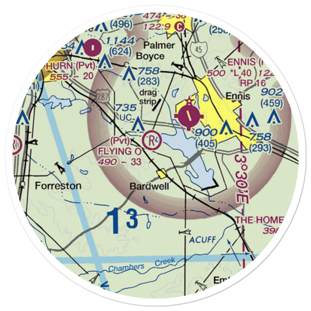 Flying O Airport (TX29) VFR Sectional Sticker (20 mile) 