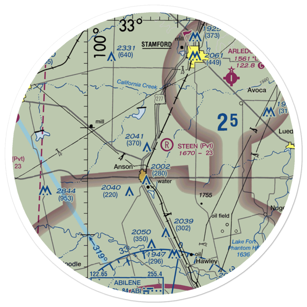 Steen Airport (TX20) VFR Sectional Sticker (30 mile) 