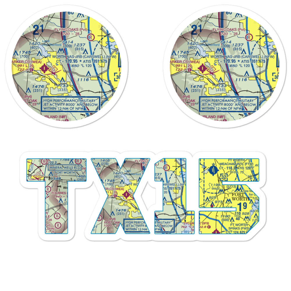 Beggs Ranch/Aledo/ Airport (TX15) VFR Sectional Sticker Pack 