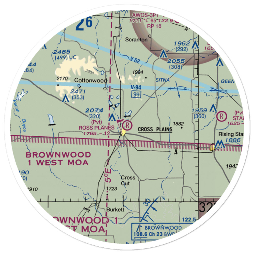 Ross Planes Airport (TX11) VFR Sectional Sticker (30 mile) 