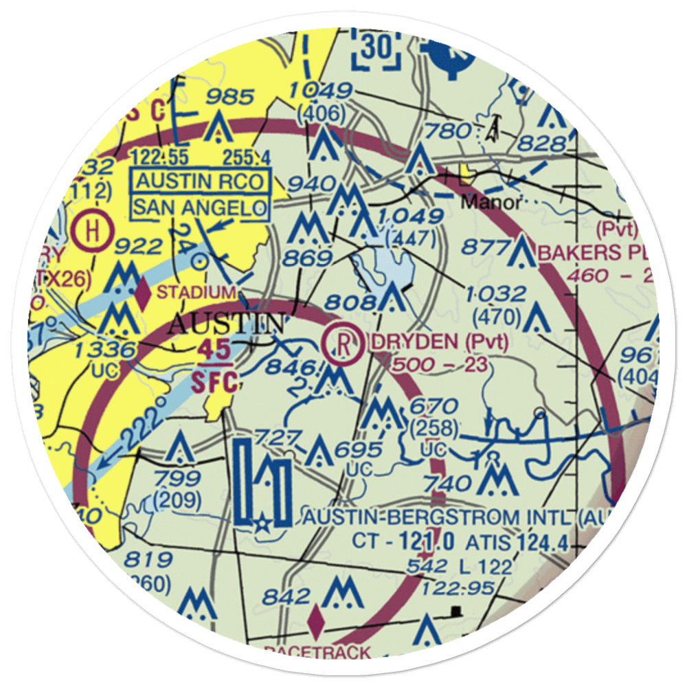 Dryden Airport (TX05) VFR Sectional Sticker (20 mile) 
