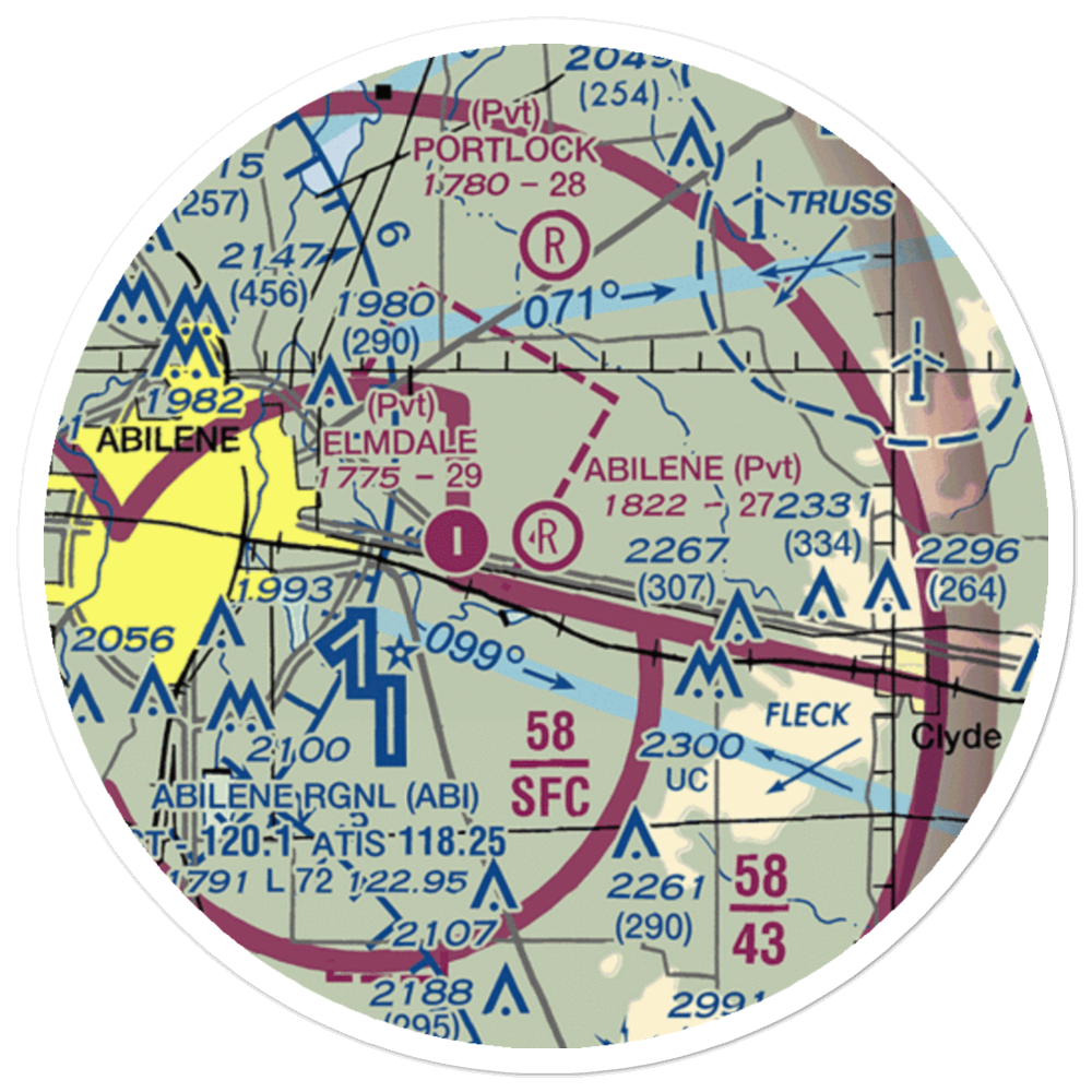 Abilene Executive Airpark (TX00) VFR Sectional Sticker (20 mile) 