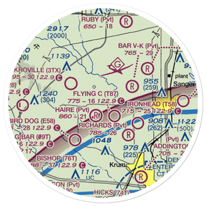 Glass Airport (TS74) VFR Sectional Sticker (20 mile)