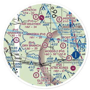 Dry Branch Ranch Airport (TS44) VFR Sectional Sticker (20 mile)