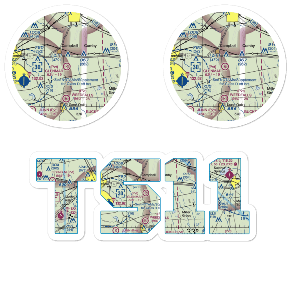Glenmar Airport (TS11) VFR Sectional Sticker Pack 