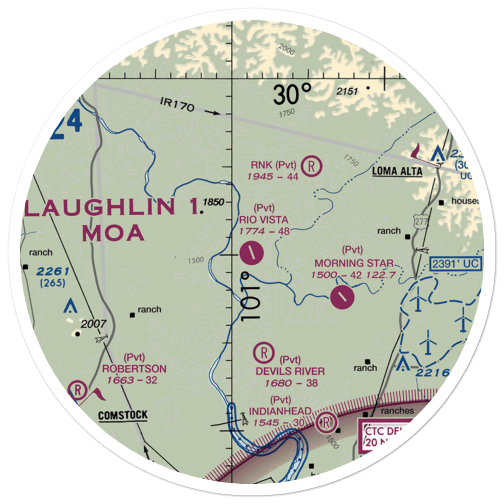 Rio Vista Ranch Airport (TS04) VFR Sectional Sticker (30 mile) 