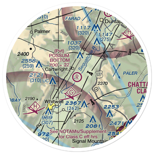 Possum Bottom Airport (TN89) VFR Sectional Sticker (20 mile)