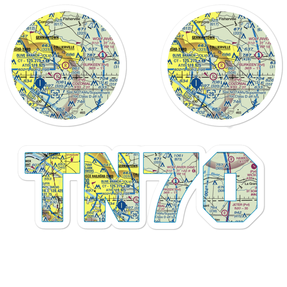 Burkeen Field (TN70) VFR Sectional Sticker Pack 