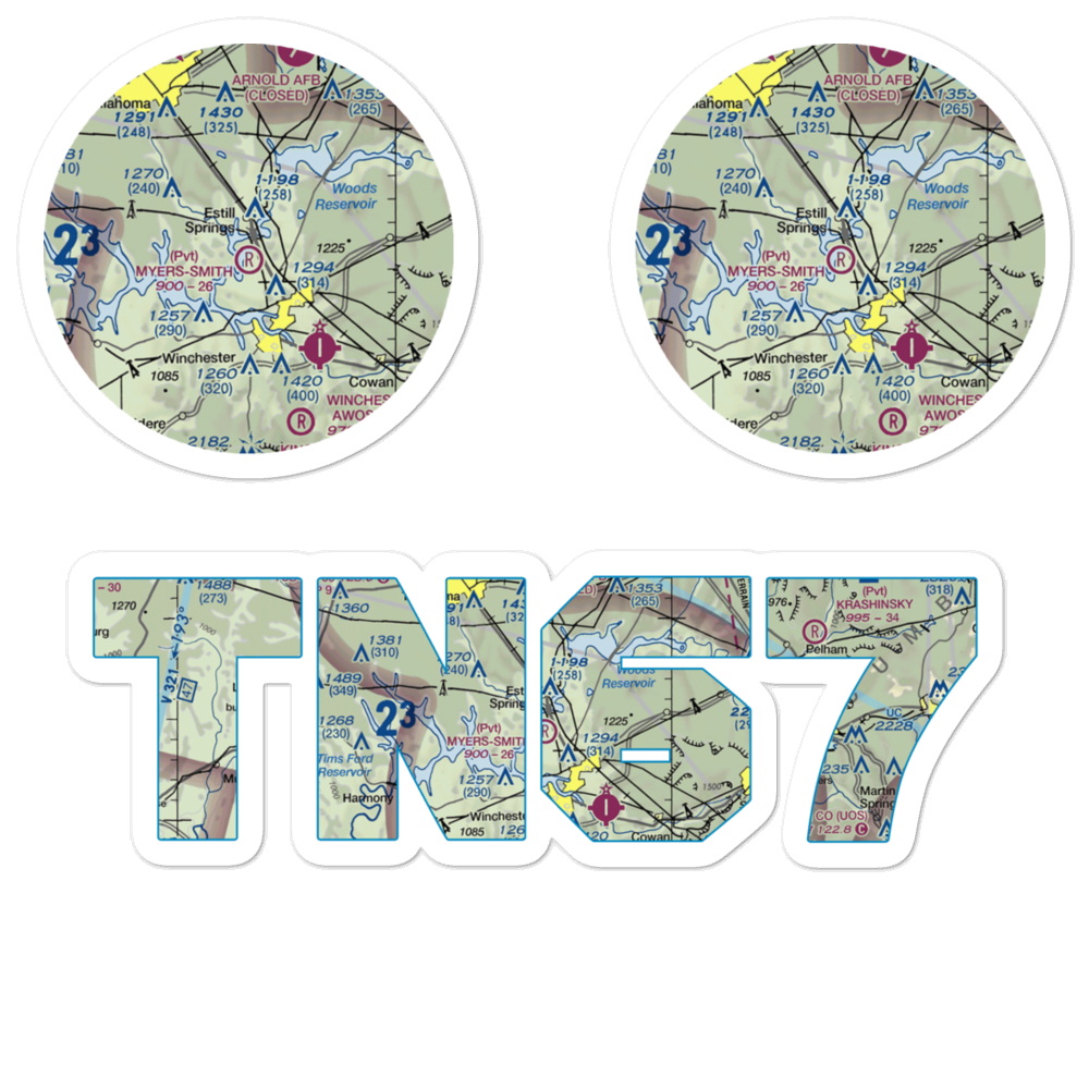 Myers-Smith Airport (TN67) VFR Sectional Sticker Pack 