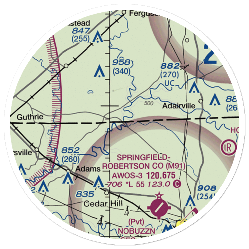 Aydelotte STOLport (TN51) VFR Sectional Sticker (20 mile) 