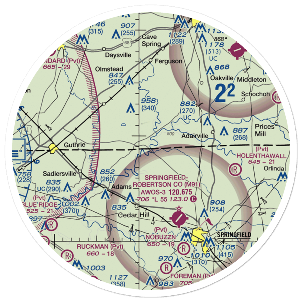 Aydelotte STOLport (TN51) VFR Sectional Sticker (30 mile) 