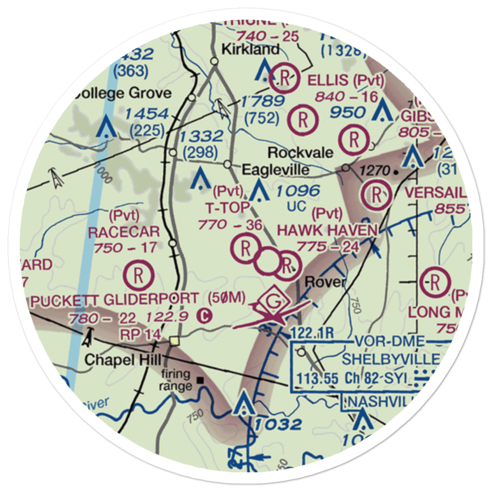 T-Top Airfield (TN14) VFR Sectional Sticker (20 mile) 