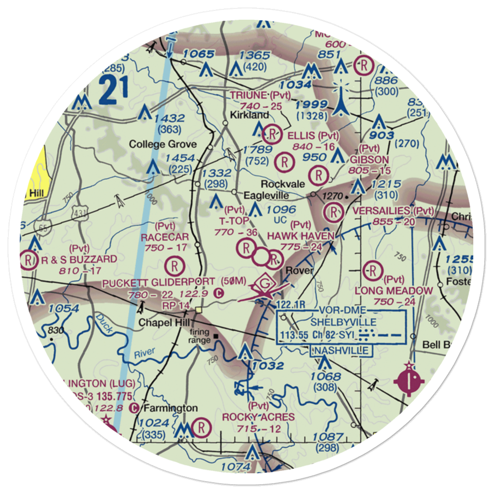 T-Top Airfield (TN14) VFR Sectional Sticker (30 mile) 