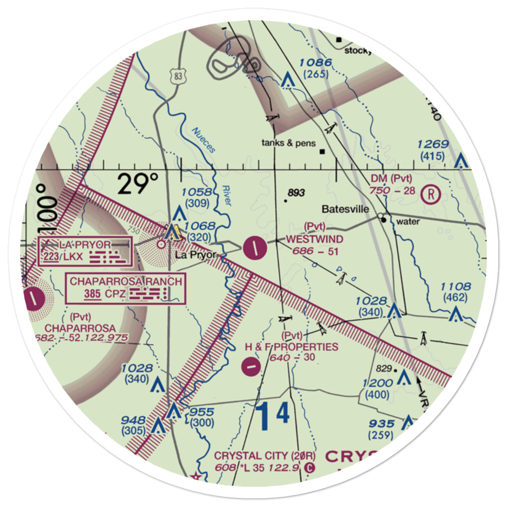 Westwind Ranch Airport (TE83) VFR Sectional Sticker (30 mile) 