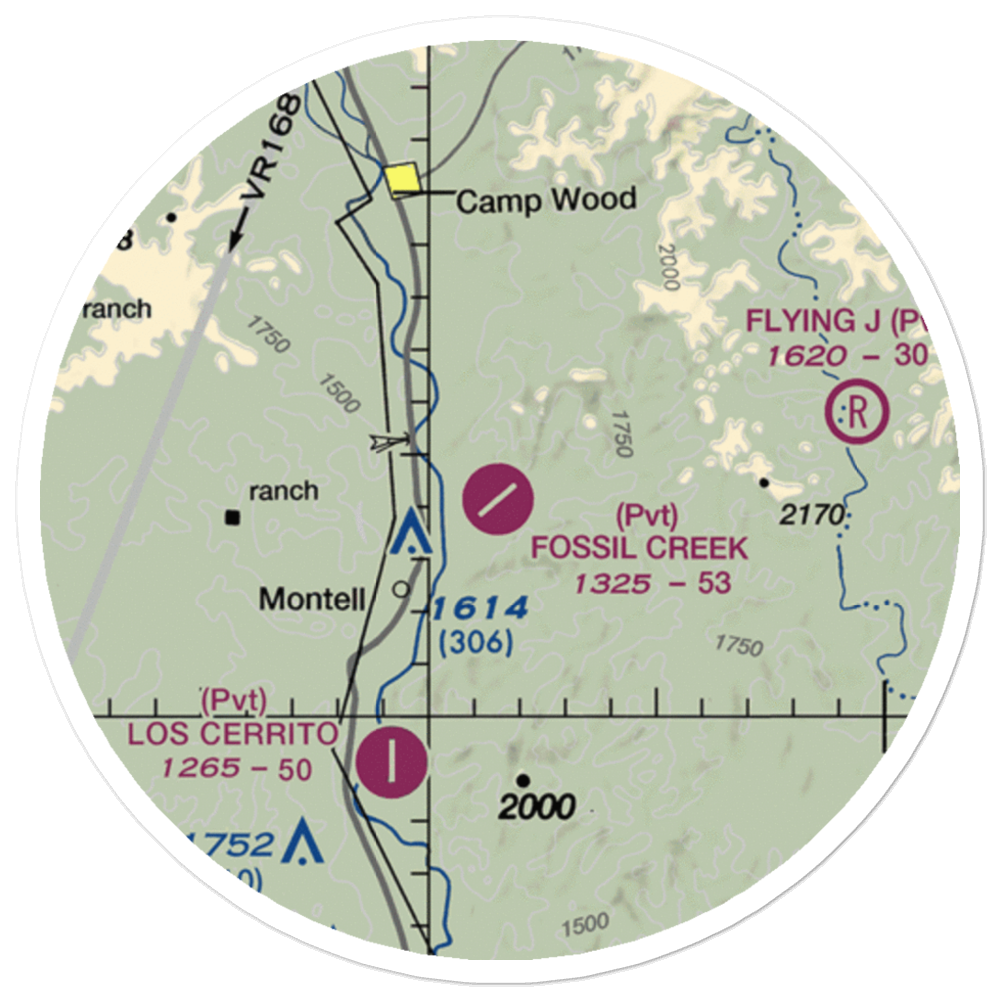 Fossil Creek Ranch Airport (TE78) VFR Sectional Sticker (20 mile) 