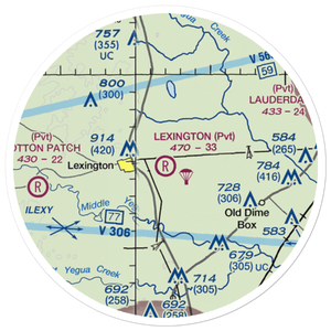 Lexington Airfield (TE75) VFR Sectional Sticker (20 mile)