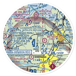Nuggs Flying M Airport (TE68) VFR Sectional Sticker (20 mile)