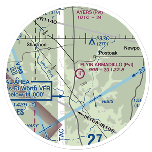 Flyin Armadillo Airport (TE55) VFR Sectional Sticker (20 mile)