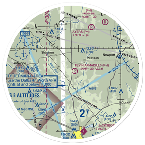 Flyin Armadillo Airport (TE55) VFR Sectional Sticker (30 mile)