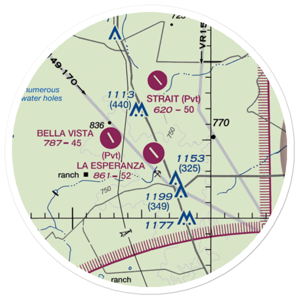 La Esperanza Ranch Airport (TE29) VFR Sectional Sticker (20 mile) 