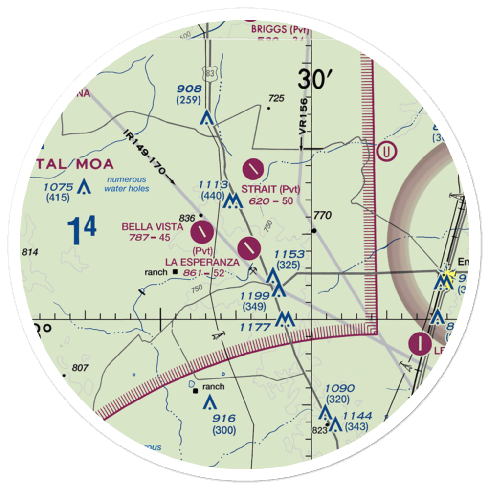 La Esperanza Ranch Airport (TE29) VFR Sectional Sticker (30 mile) 