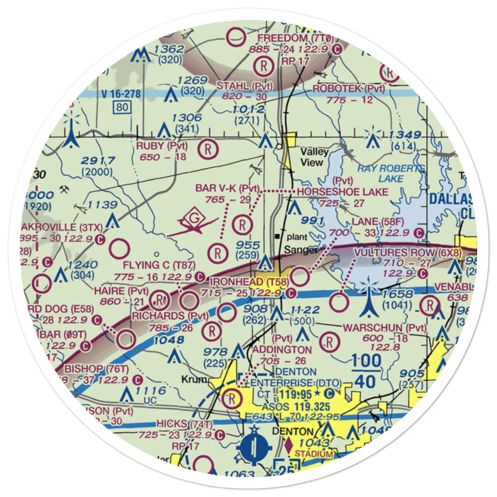 Horseshoe Lake Airport (TE24) VFR Sectional Sticker (30 mile) 