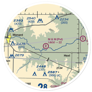 M & M Land Company Airport (TE15) VFR Sectional Sticker (20 mile)