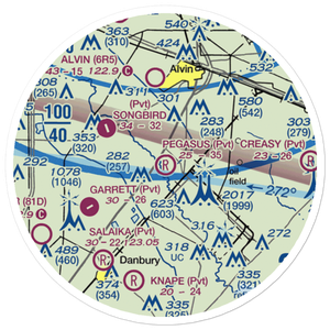Minard Pegasus Airport (TE09) VFR Sectional Sticker (20 mile)