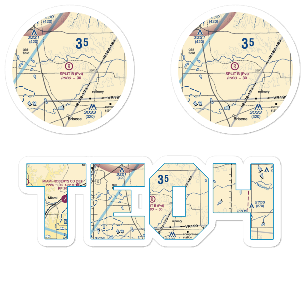 Split B Ranch Airport (TE04) VFR Sectional Sticker Pack 