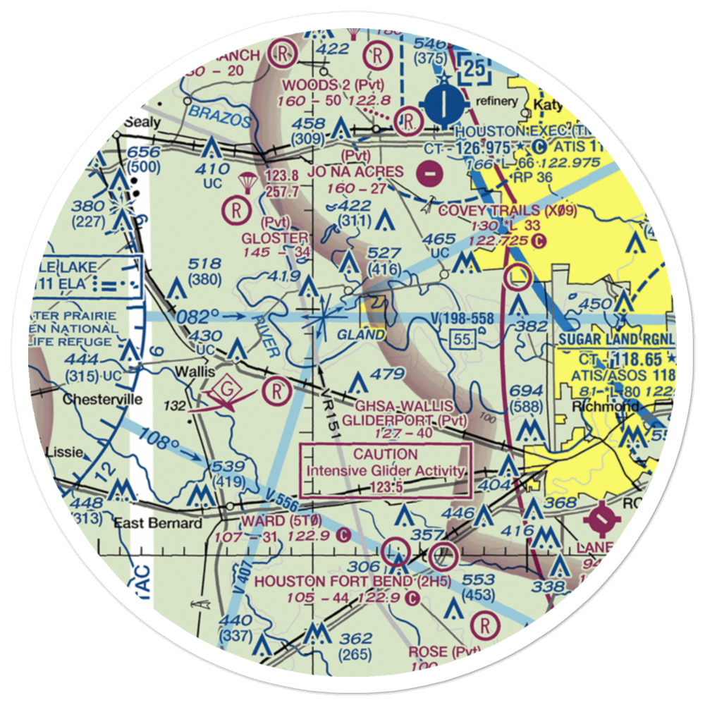 White Wing Ranch Airport (TA97) VFR Sectional Sticker (30 mile) 