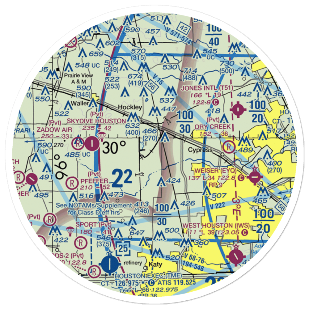 Green Acres Airport (TA90) VFR Sectional Sticker (30 mile) 