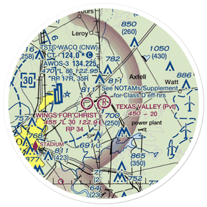 Texas Valley Air Field (TA57) VFR Sectional Sticker (20 mile)