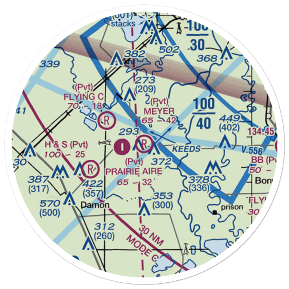 Meyer Field (TA33) VFR Sectional Sticker (20 mile) 