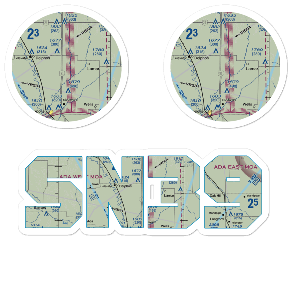 Baldock Farm Airport (SN39) VFR Sectional Sticker Pack 