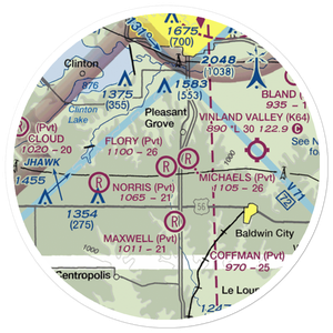 Flory /Private/ Airport (SN21) VFR Sectional Sticker (20 mile)