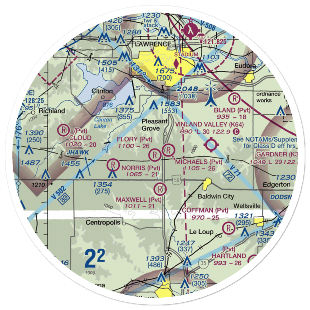 Flory /Private/ Airport (SN21) VFR Sectional Sticker (30 mile) 