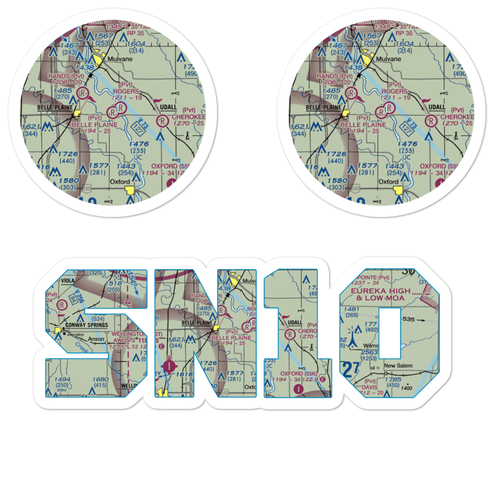 Belle Plaine Farms Airport (SN10) VFR Sectional Sticker Pack 
