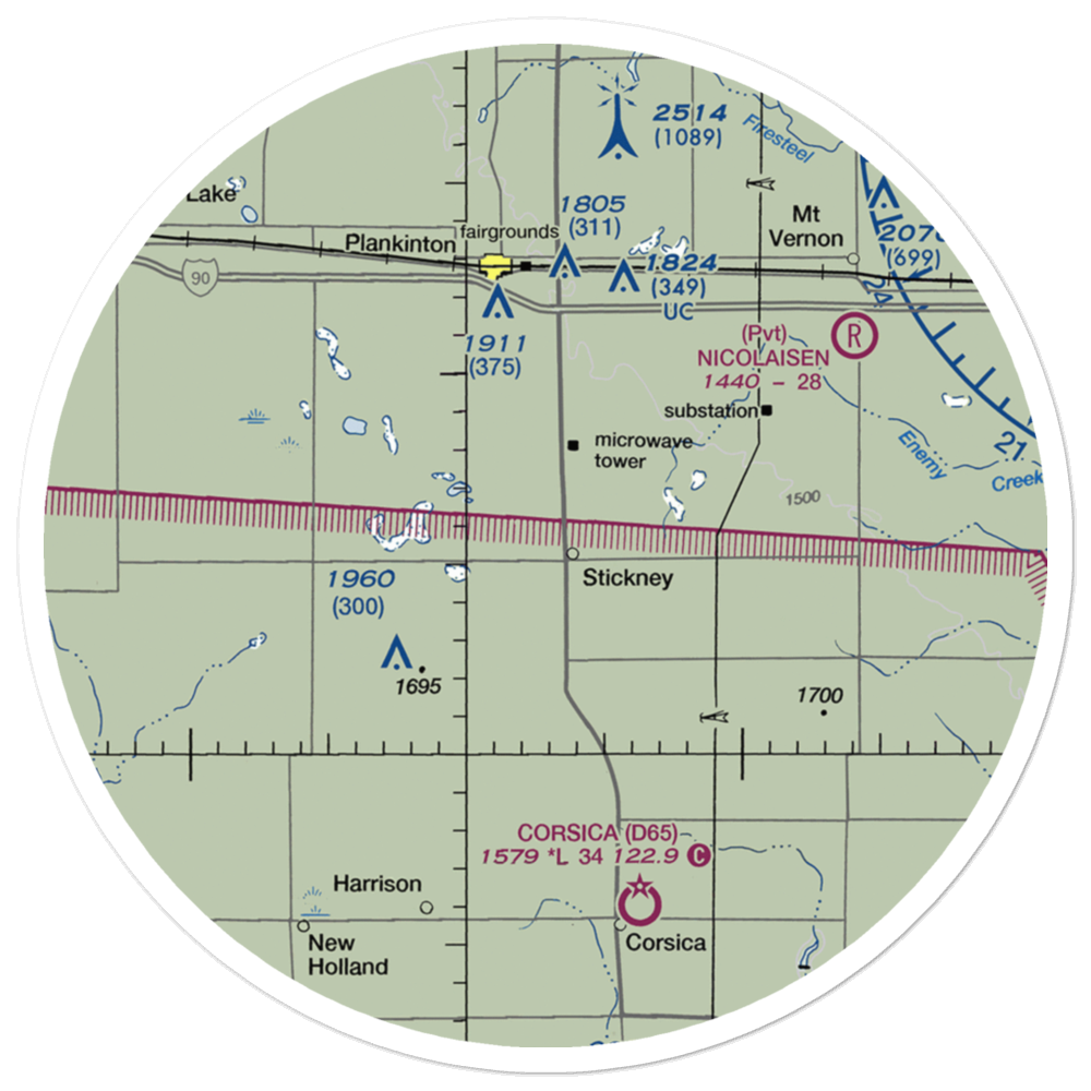 Livingston Airport (SD75) VFR Sectional Sticker (30 mile) 