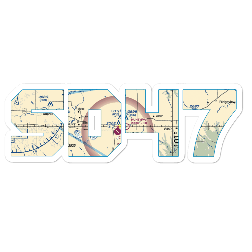 Hunt Field (SD47) VFR Sectional Sticker 