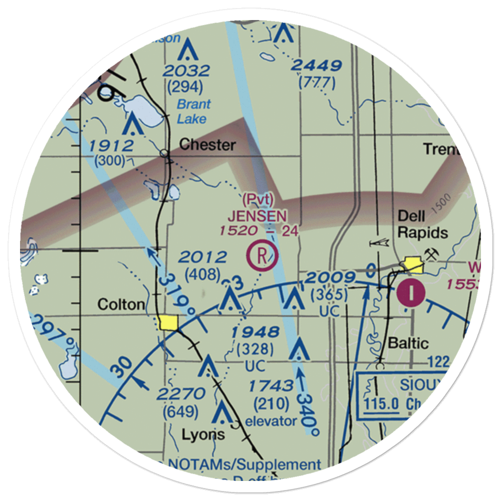 Jensen Airport (SD46) VFR Sectional Sticker (20 mile) 