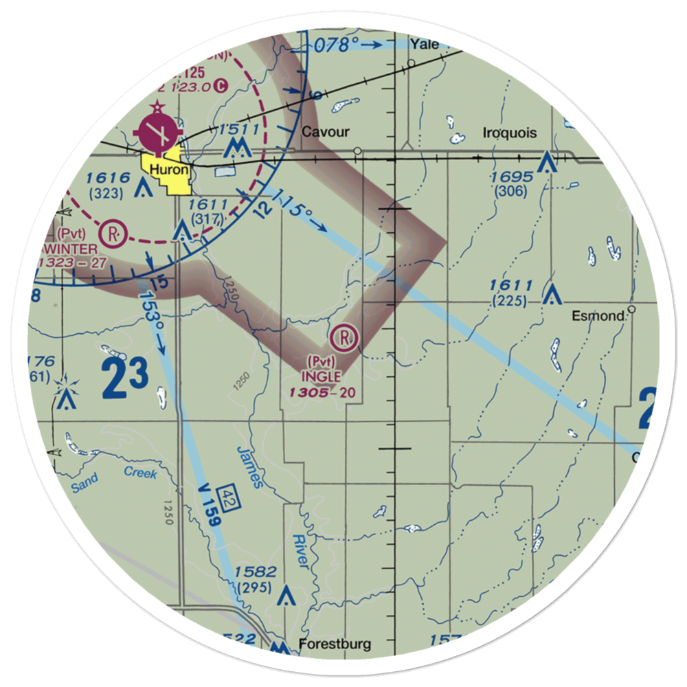 Ingle Airport (SD43) VFR Sectional Sticker (30 mile) 